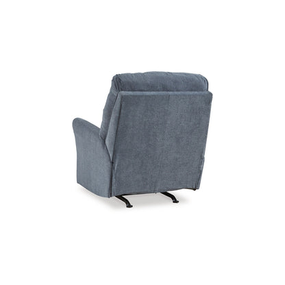 Fauteuil inclinable manuel Marlow, mouvement de bascule, tissu polyester bleu atténué