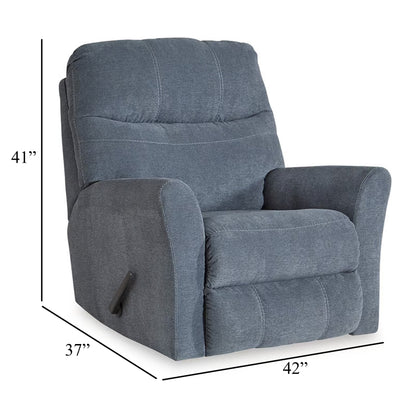 Fauteuil inclinable manuel Marlow, mouvement de bascule, tissu polyester bleu atténué