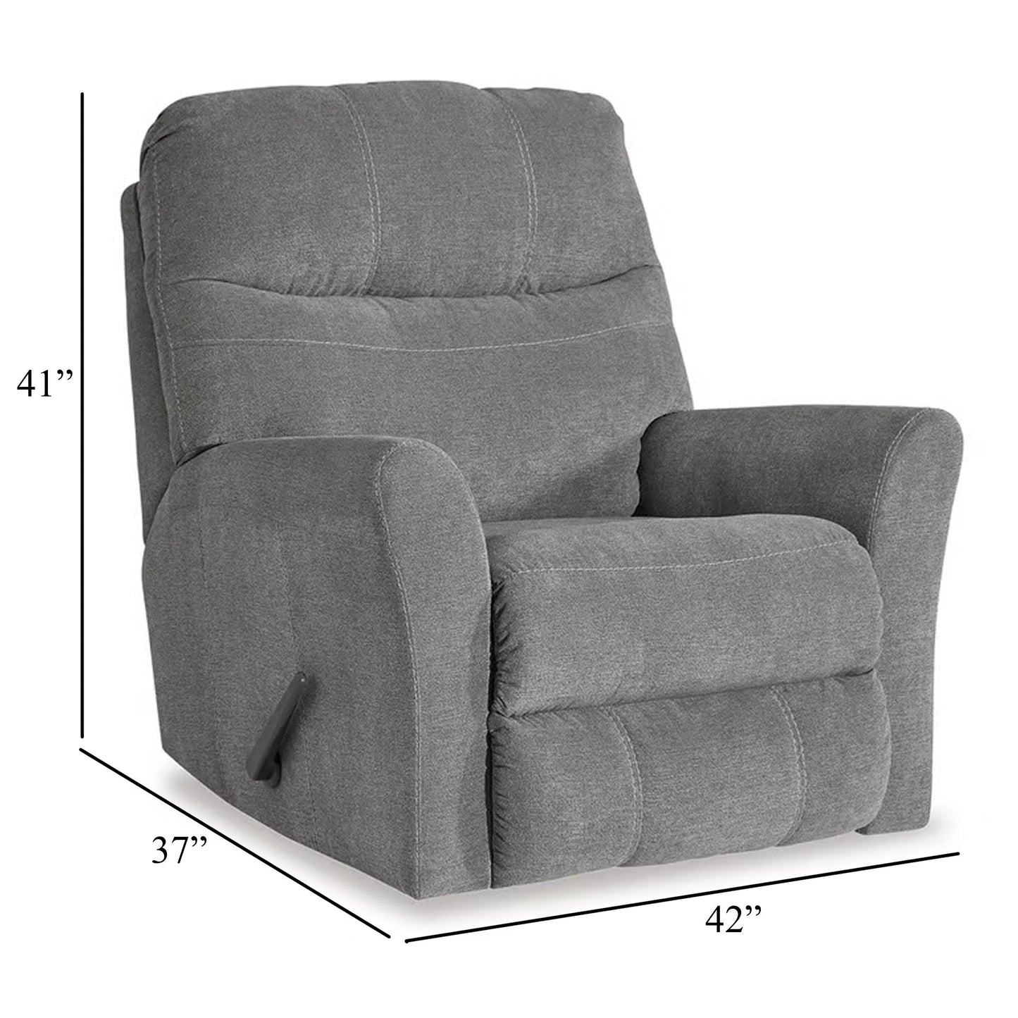 Fauteuil inclinable manuel Marlow, mouvement de bascule, polyester gris