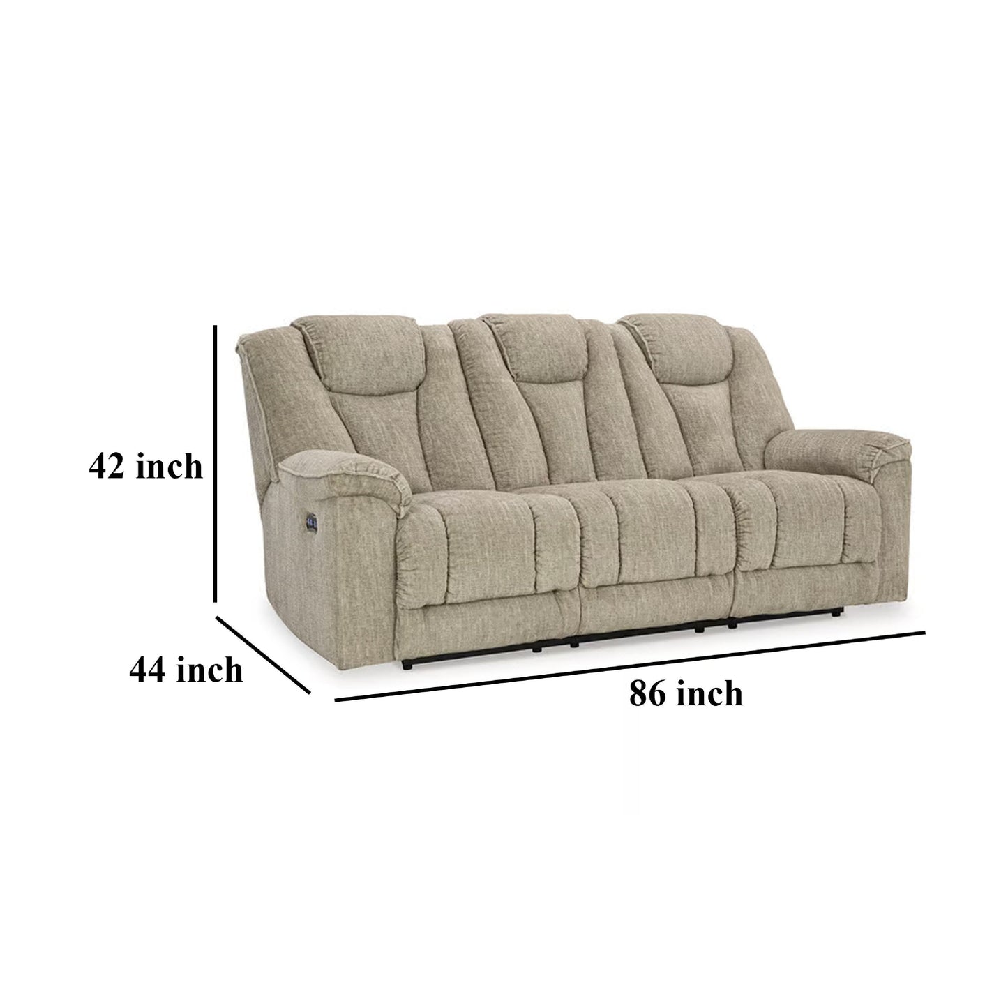 Canapé inclinable Marsh Power, appui-tête réglable, LED, beige, 86 pouces