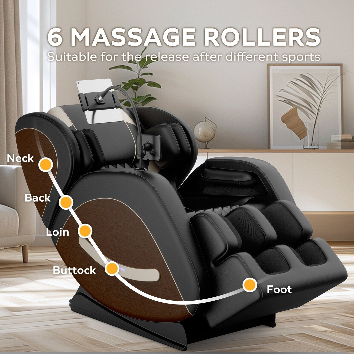 Fauteuil de massage inclinable à gravité zéro