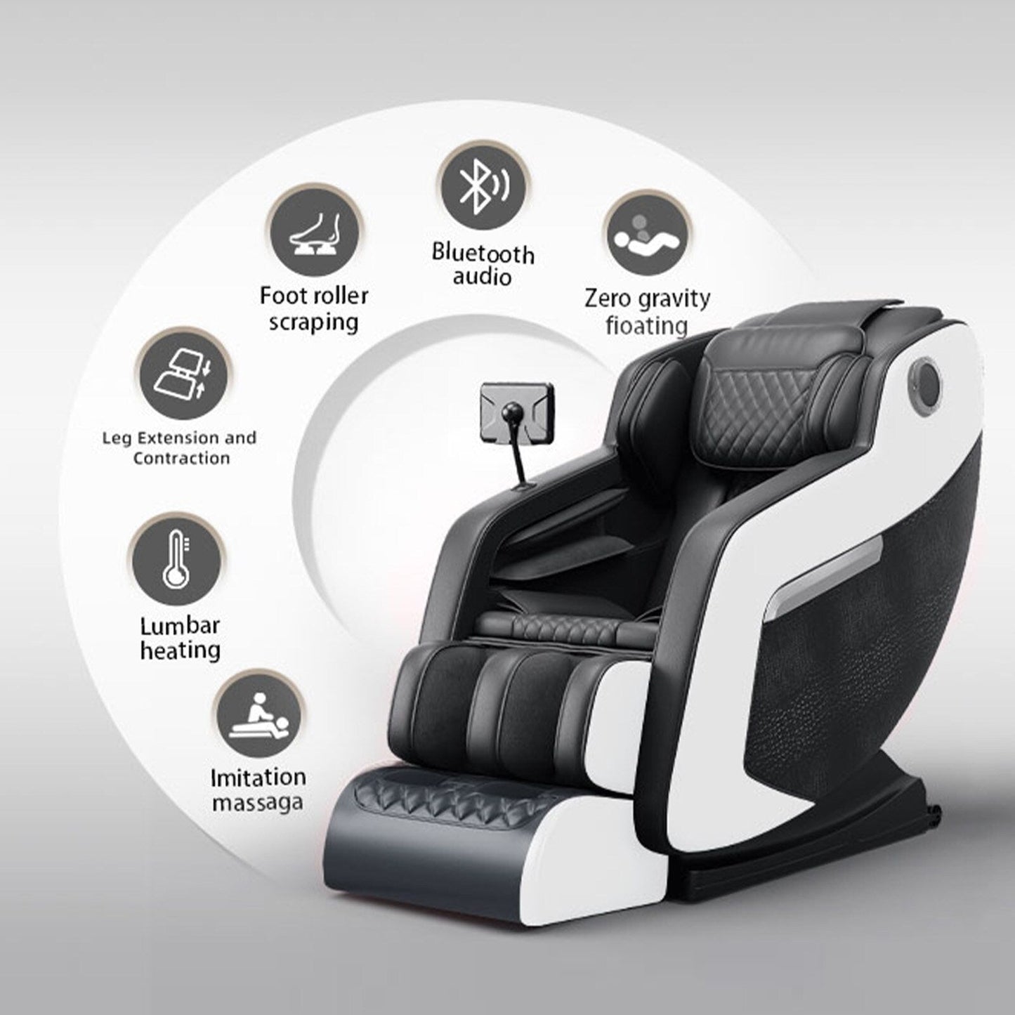 Fauteuil de massage, fauteuil inclinable à gravité zéro pour tout le corps, chauffage des hanches, massage des pieds et système de massage à air pour le bureau à domicile