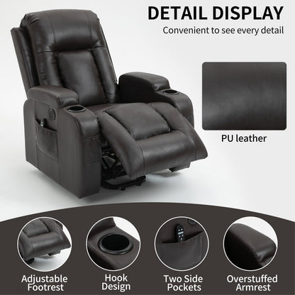 Fauteuil inclinable massant et chauffant, port USB, deux porte-gobelets