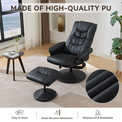 Fauteuil de massage chauffant et inclinable pivotant à 360°, siège réglable en cuir PU avec repose-pieds et vibration à 5 points