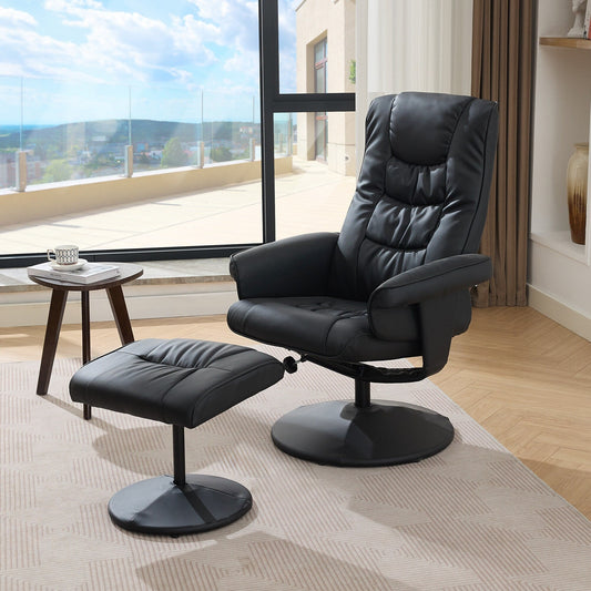 Fauteuil de massage chauffant et inclinable pivotant à 360°, siège réglable en cuir PU avec repose-pieds et vibration à 5 points