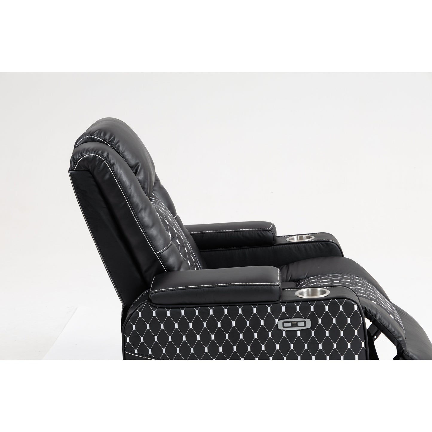 Fauteuil inclinable massant avec deux télécommandes, chargement sans fil et porte-gobelet