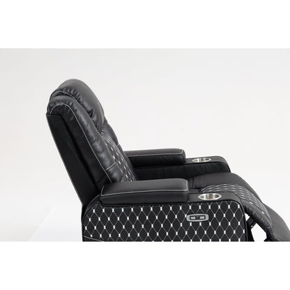 Fauteuil inclinable massant avec deux télécommandes, chargement sans fil et porte-gobelet