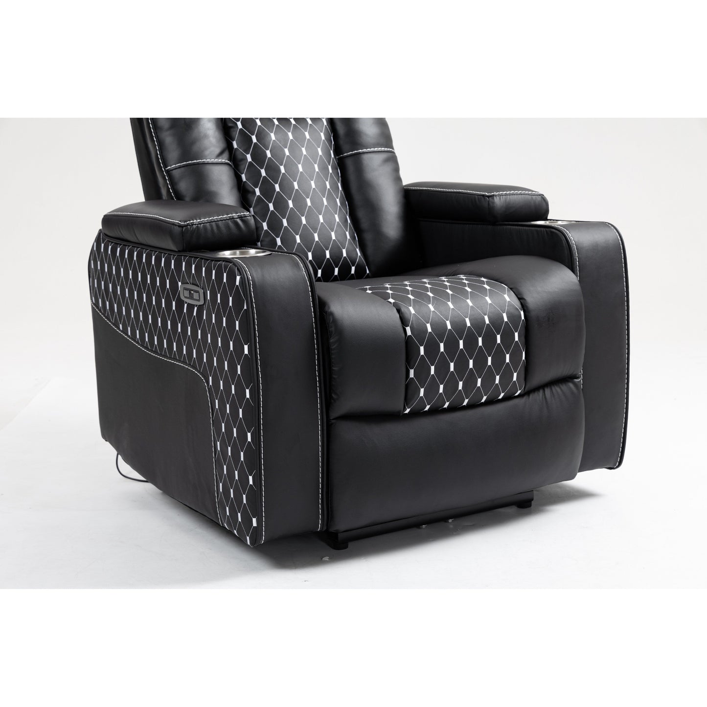 Fauteuil inclinable massant avec deux télécommandes, chargement sans fil et porte-gobelet