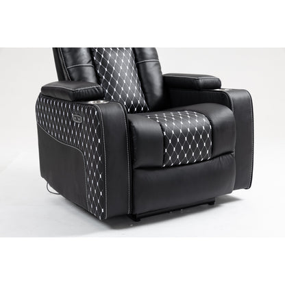 Fauteuil inclinable massant avec deux télécommandes, chargement sans fil et porte-gobelet