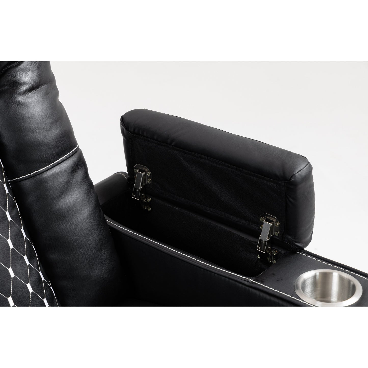 Fauteuil inclinable massant avec deux télécommandes, chargement sans fil et porte-gobelet