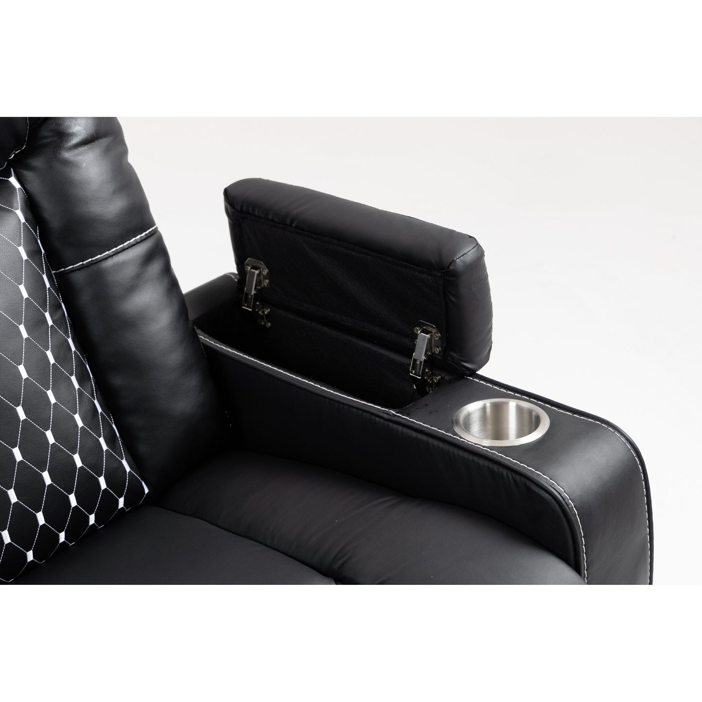 Fauteuil inclinable massant avec deux télécommandes, chargement sans fil et porte-gobelet