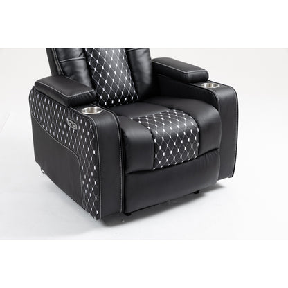 Fauteuil inclinable massant avec deux télécommandes, chargement sans fil, porte-gobelet et rangement latéral - Positions d'inclinaison infinies