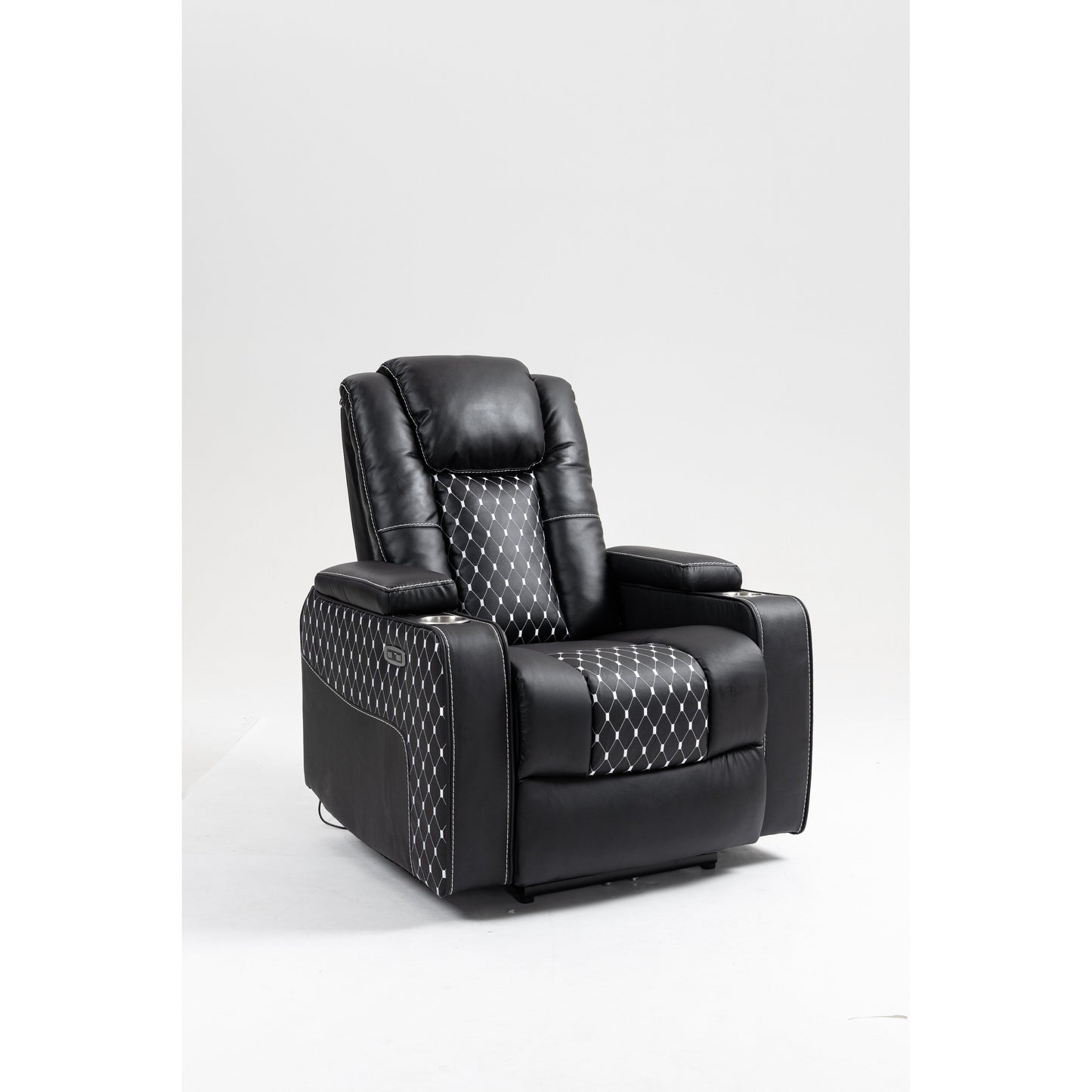 Fauteuil inclinable massant avec deux télécommandes, chargement sans fil, porte-gobelet et rangement latéral - Positions d'inclinaison infinies