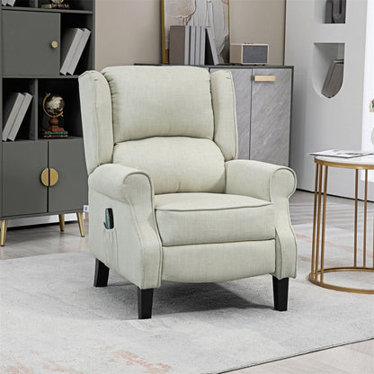 Fauteuil inclinable massant en lin avec chauffage, repose-pieds et poche latérale