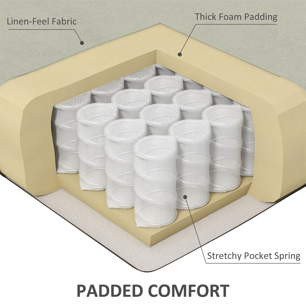 Fauteuil inclinable massant en lin avec chauffage, repose-pieds et poche latérale