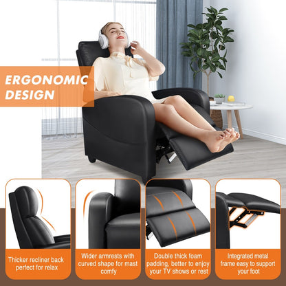 Fauteuil inclinable manuel massant, siège home cinéma avec support lombaire, 8 modes de massage