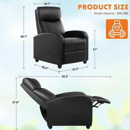Fauteuil inclinable manuel massant, siège home cinéma avec support lombaire, 8 modes de massage
