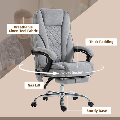 Fauteuil de bureau massant avec 6 points de vibration, fauteuil d'ordinateur inclinable et chauffant, pivotant à hauteur réglable et repose-pieds