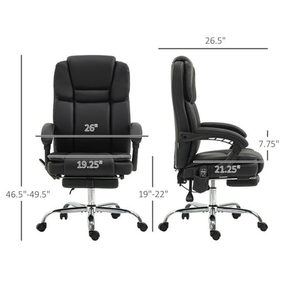 Fauteuil de bureau massant avec 6 points de vibration, fauteuil d'ordinateur inclinable et chauffant, pivotant à hauteur réglable et repose-pieds