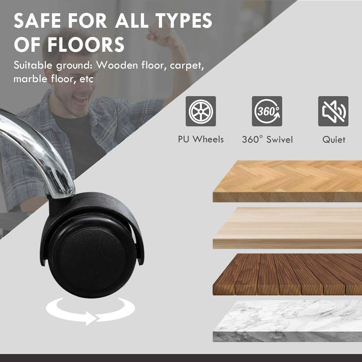 Fauteuil de bureau massant avec 6 points de vibration, fauteuil d'ordinateur inclinable et chauffant, pivotant à hauteur réglable et repose-pieds