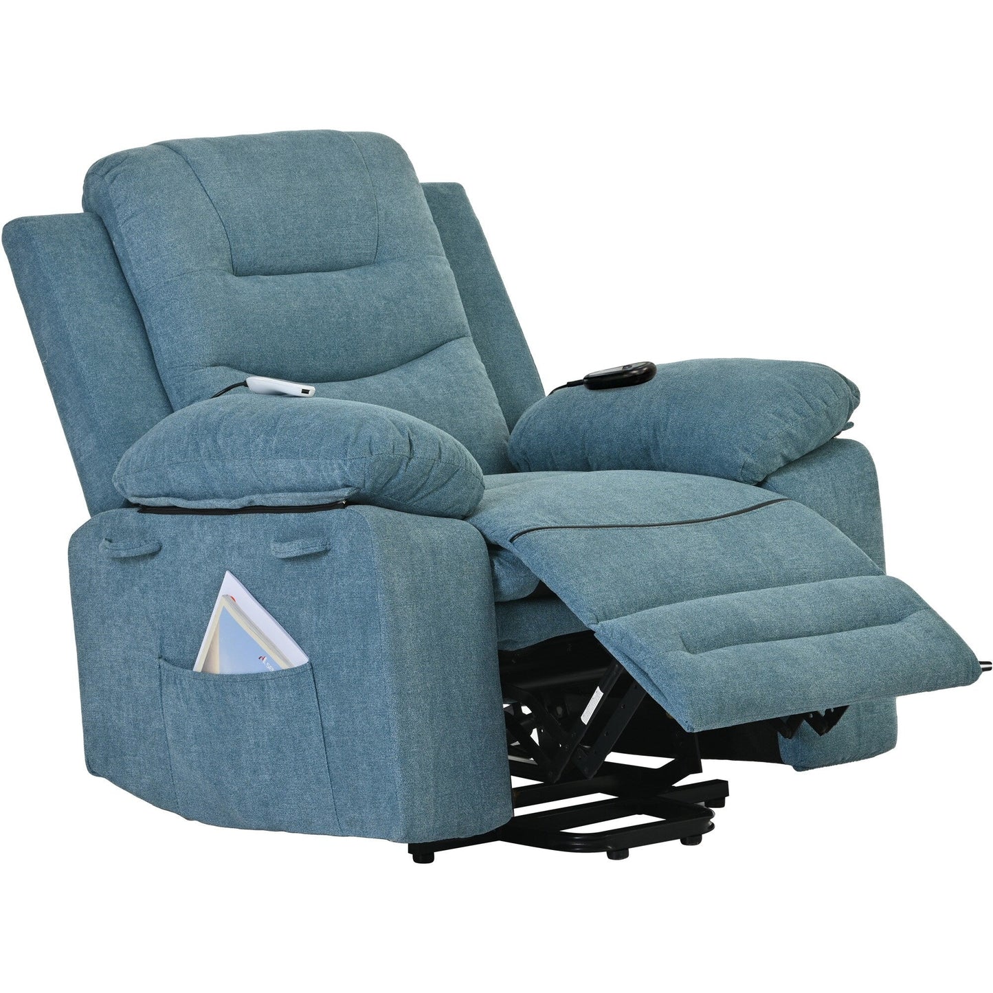Fauteuil inclinable massant pour personnes âgées : relevage électrique, massage réglable, fonctions chauffantes, inclinaison à infini et poche latérale