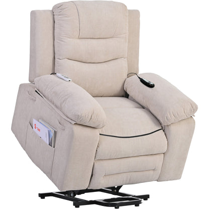 Fauteuil inclinable massant pour personnes âgées : relevage électrique, massage réglable, fonctions chauffantes, inclinaison à infini et poche latérale