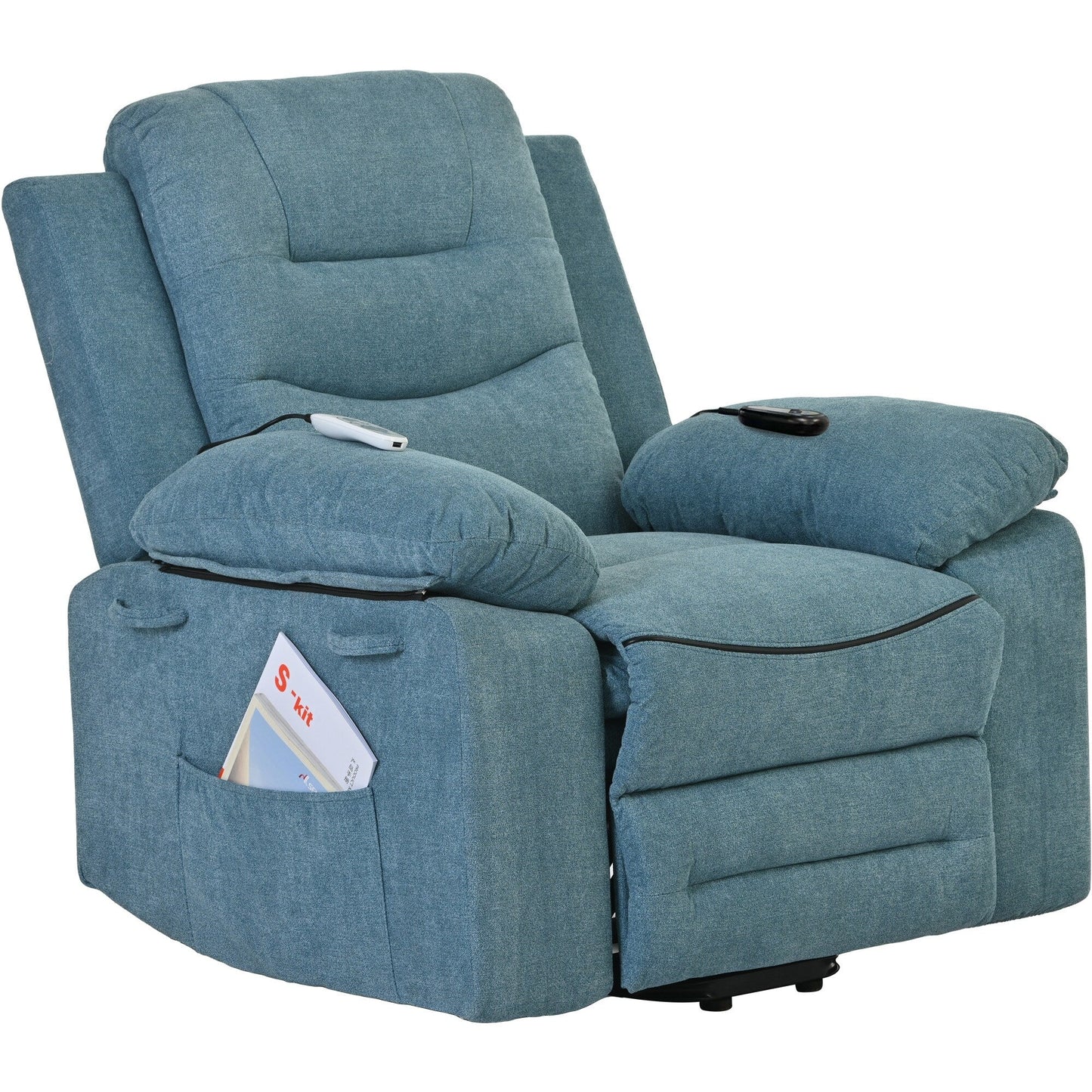 Fauteuil inclinable massant pour personnes âgées : relevage électrique, massage réglable, fonctions chauffantes, inclinaison à infini et poche latérale