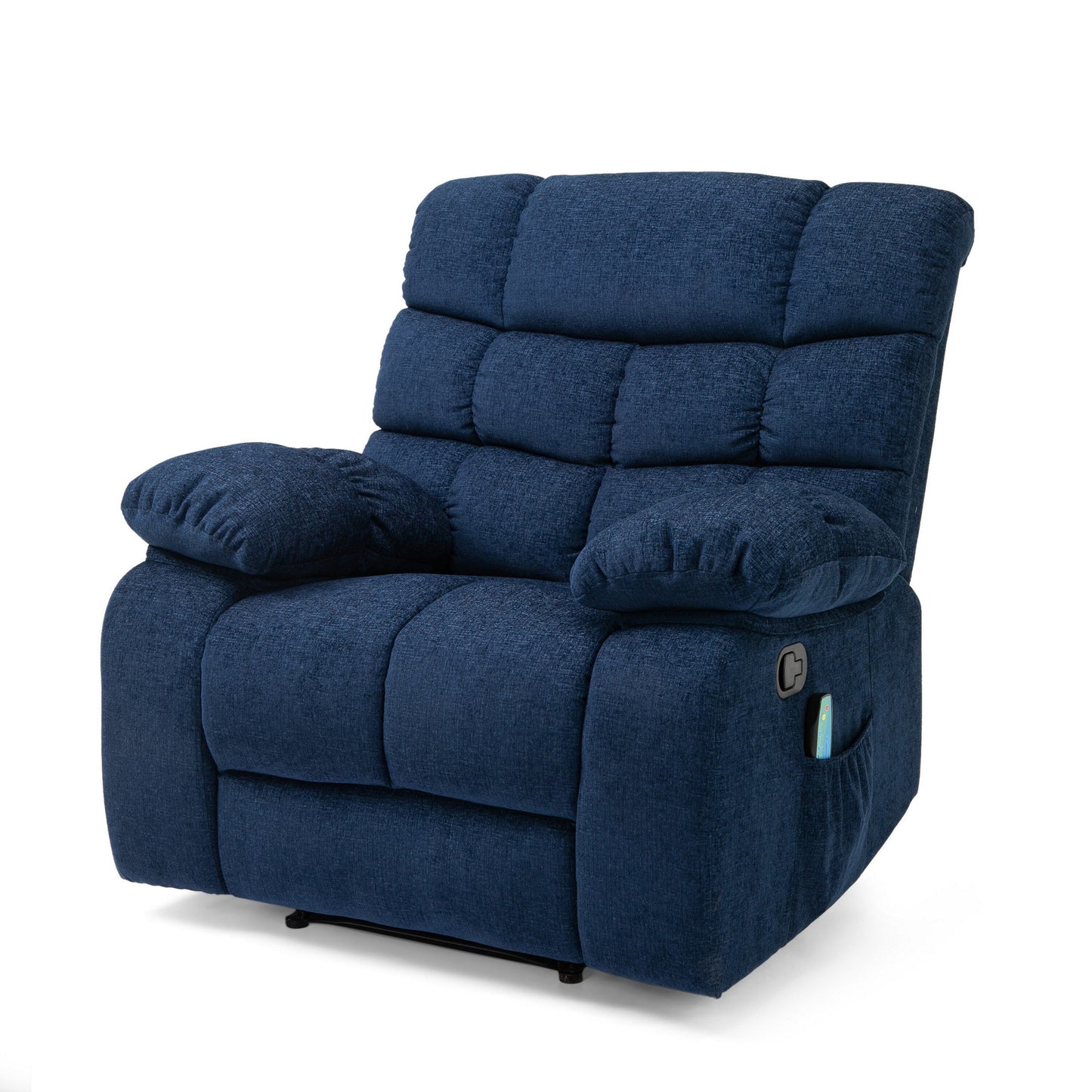 Fauteuil inclinable massant avec 5 modes, réglable, coussiné, bleu marine