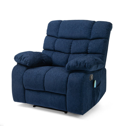 Fauteuil inclinable massant avec 5 modes, réglable, coussiné, bleu marine