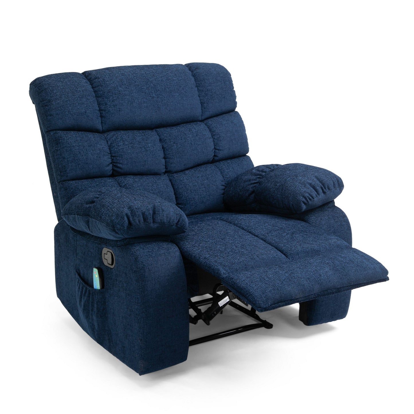 Fauteuil inclinable massant avec 5 modes, réglable, coussiné, bleu marine