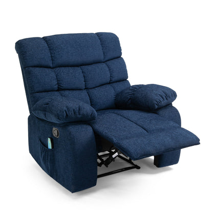 Fauteuil inclinable massant avec 5 modes, réglable, coussiné, bleu marine