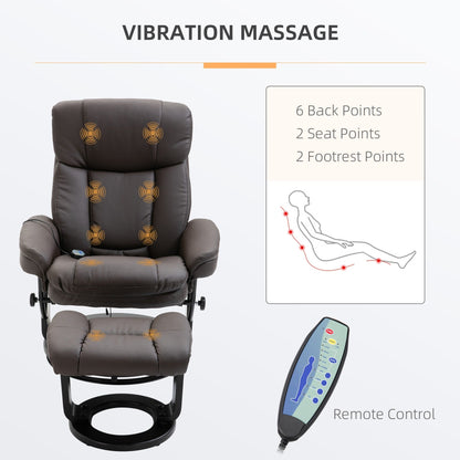 Fauteuil inclinable massant avec ottoman et vibration à 10 points