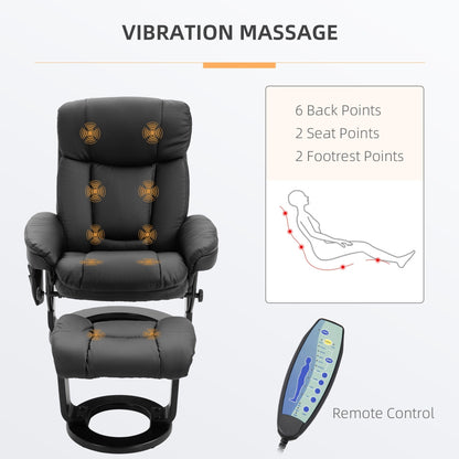Fauteuil inclinable massant avec ottoman et vibration à 10 points
