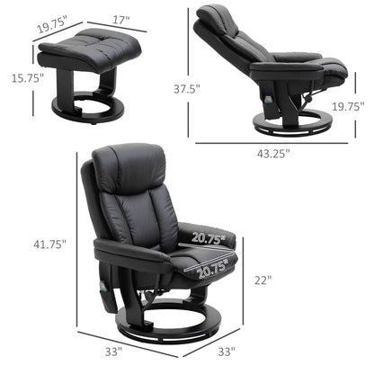 Fauteuil inclinable massant avec ottoman et vibration à 10 points