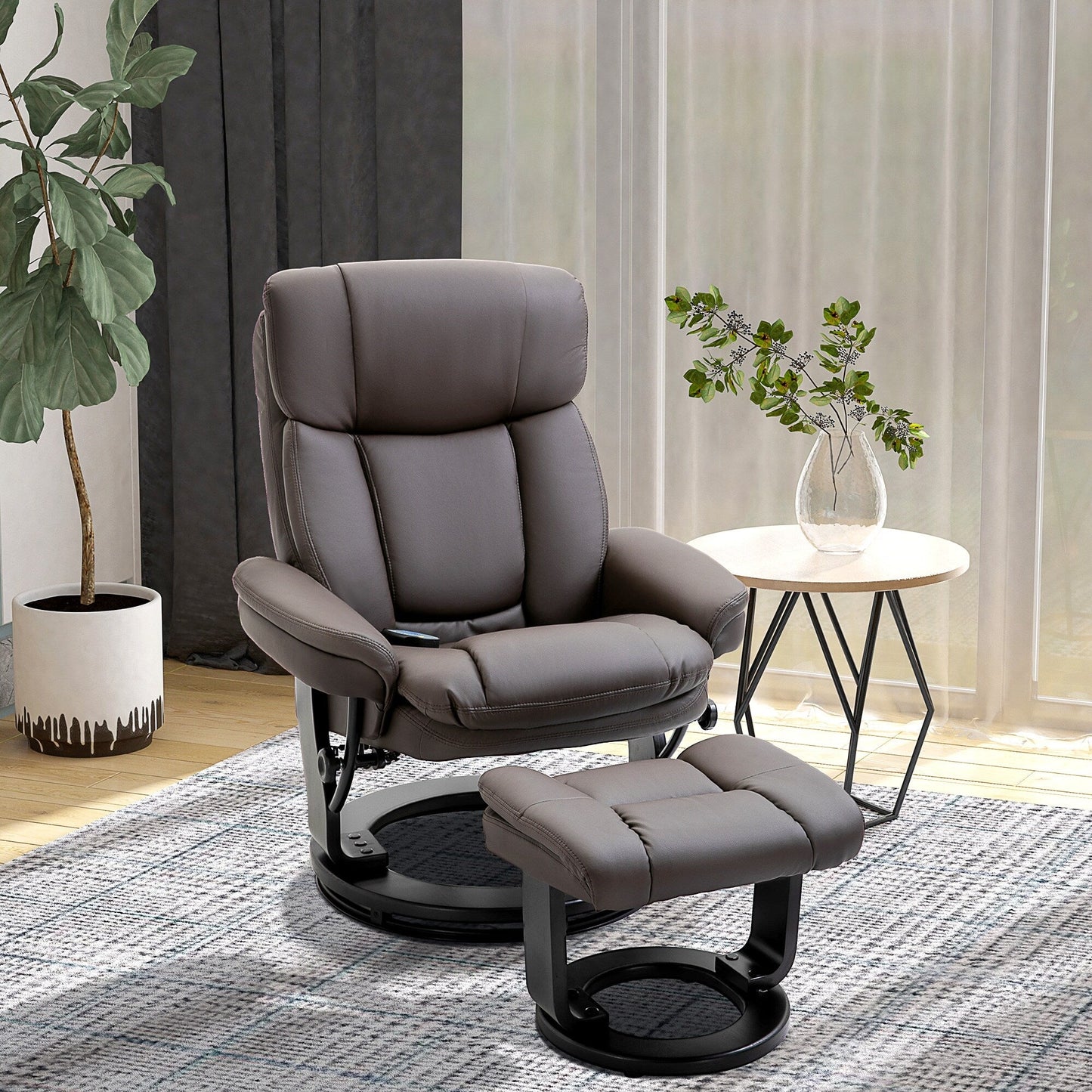 Fauteuil inclinable massant avec ottoman et vibration à 10 points