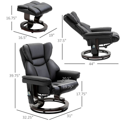 Fauteuil inclinable de massage avec repose-pieds ottoman