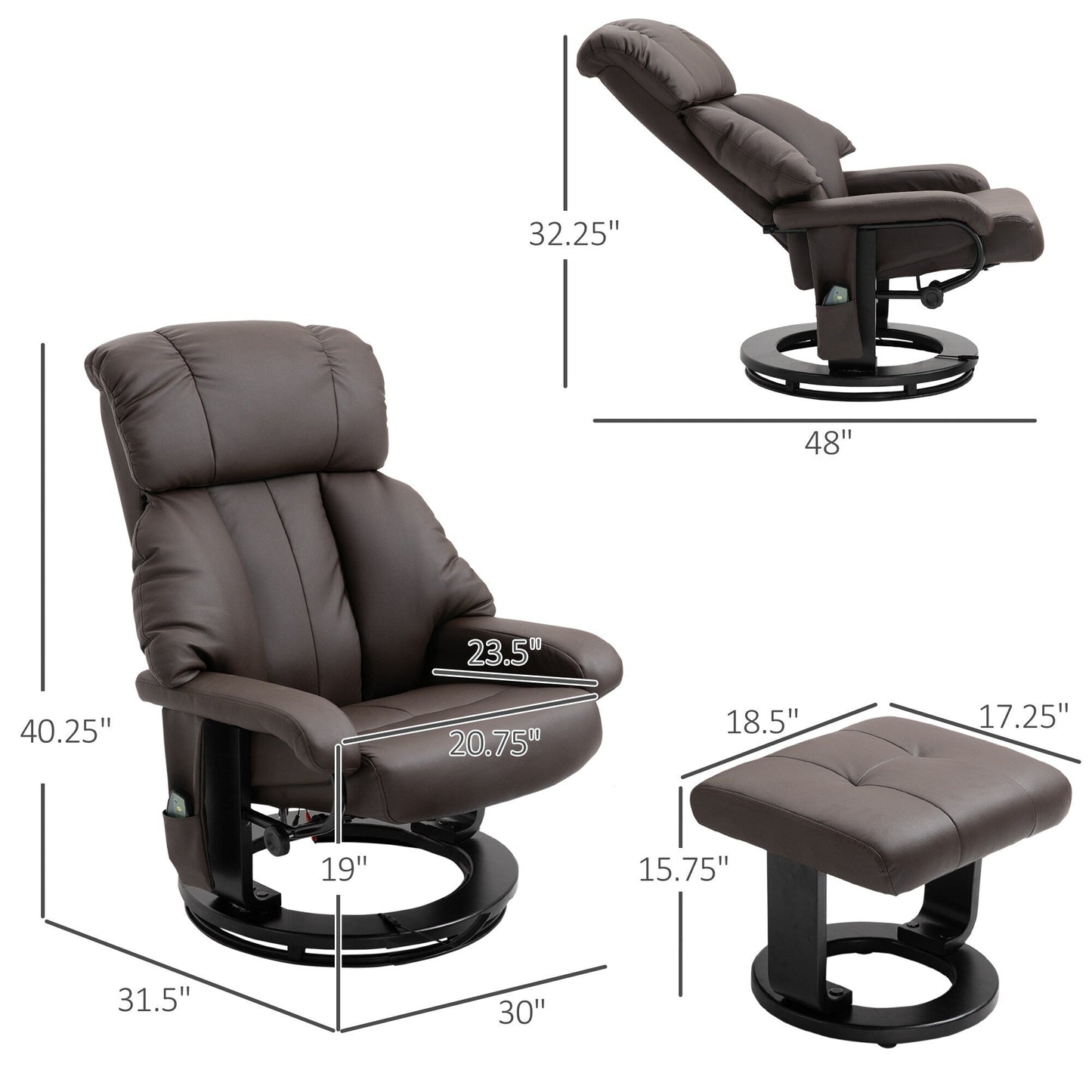 Fauteuil inclinable de massage avec pouf