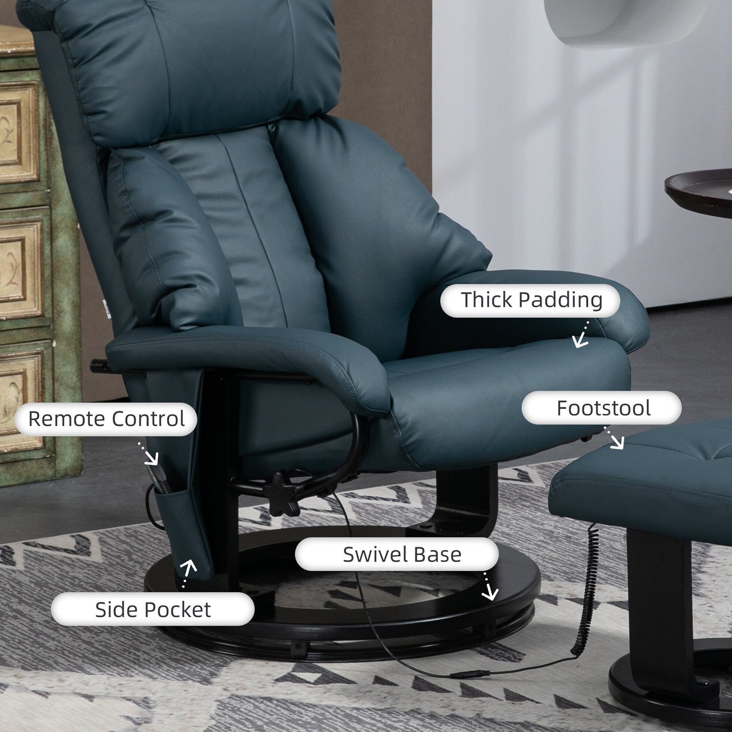 Fauteuil inclinable de massage avec pouf