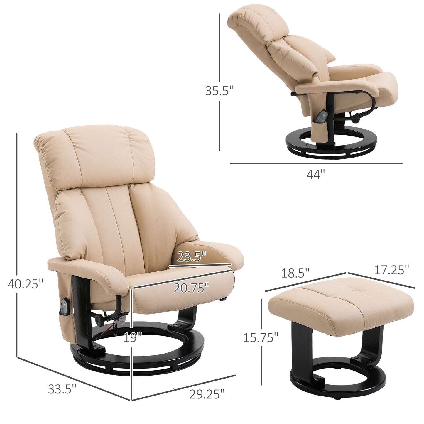 Fauteuil inclinable de massage avec pouf