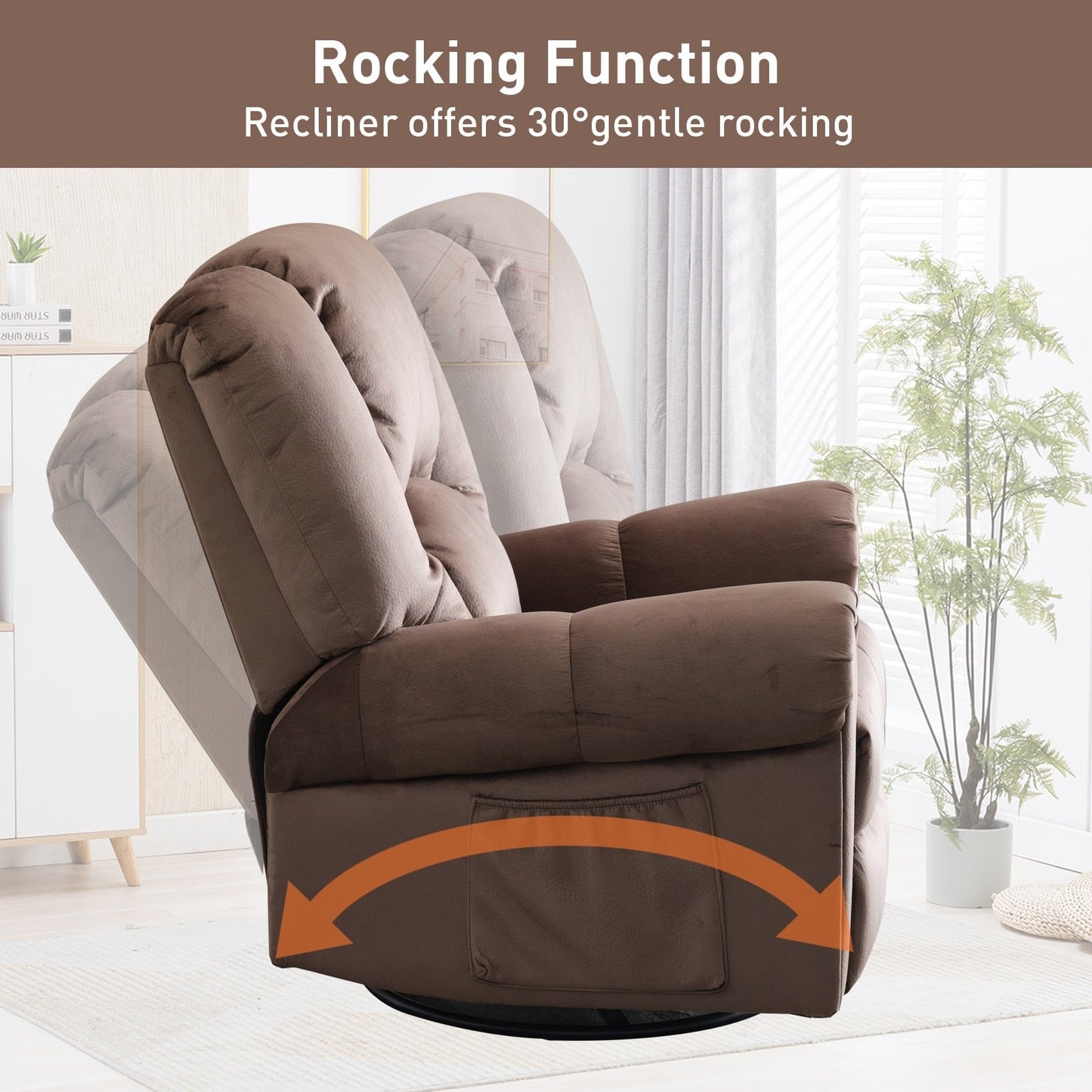 Fauteuils inclinables pivotants à bascule avec massage et chauffage, avec poches latérales