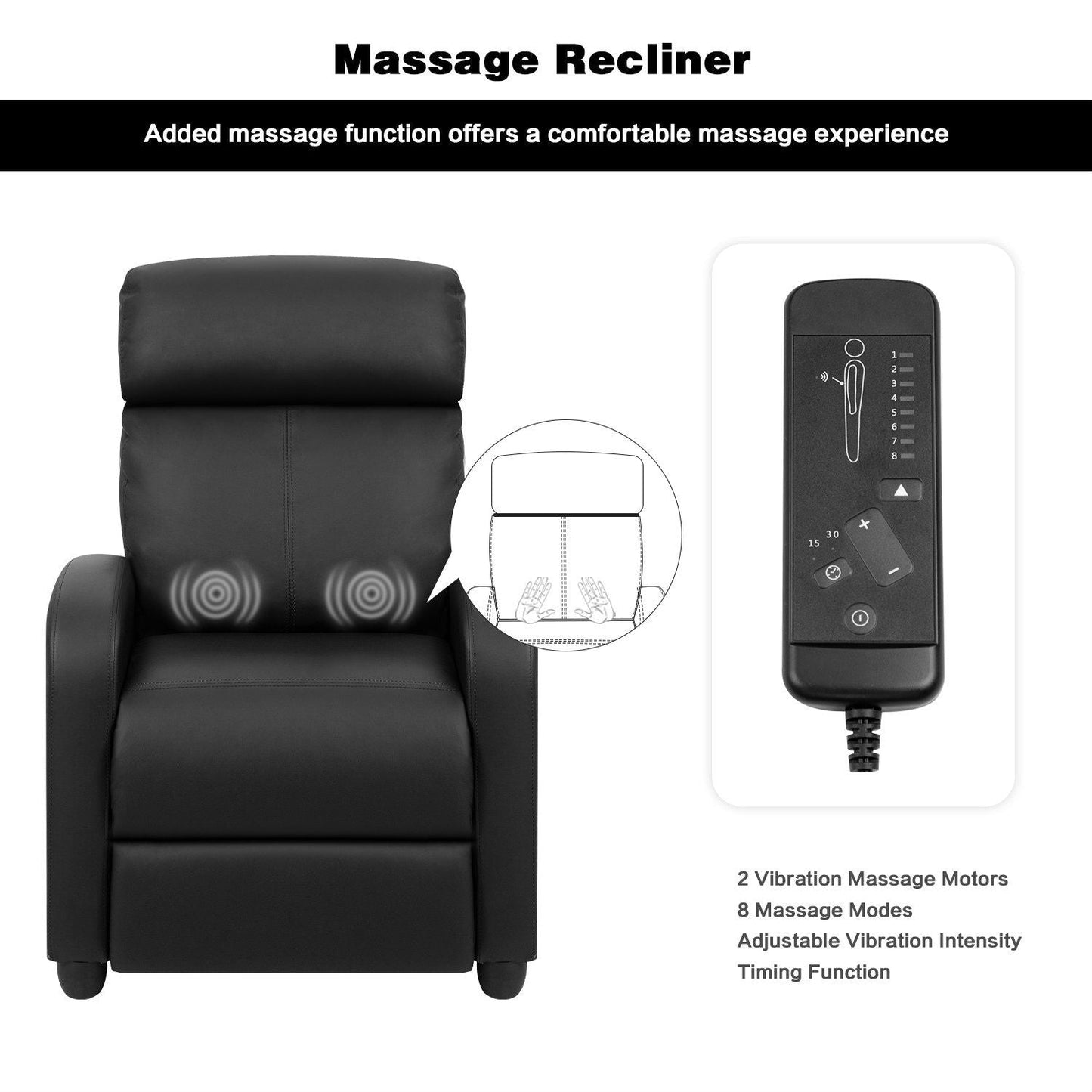 Fauteuil inclinable massant Homall en similicuir avec siège rembourré