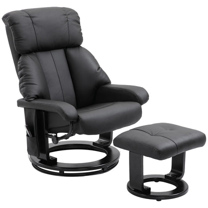 Fauteuil massant inclinable en similicuir avec repose-pieds et fonction pivotante à 360°