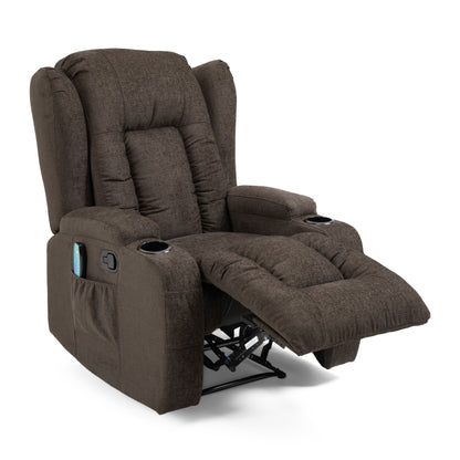 Fauteuil de massage inclinable avec chauffage, 5 modes de massage, porte-gobelets, télécommande et fonction d'inclinaison manuelle