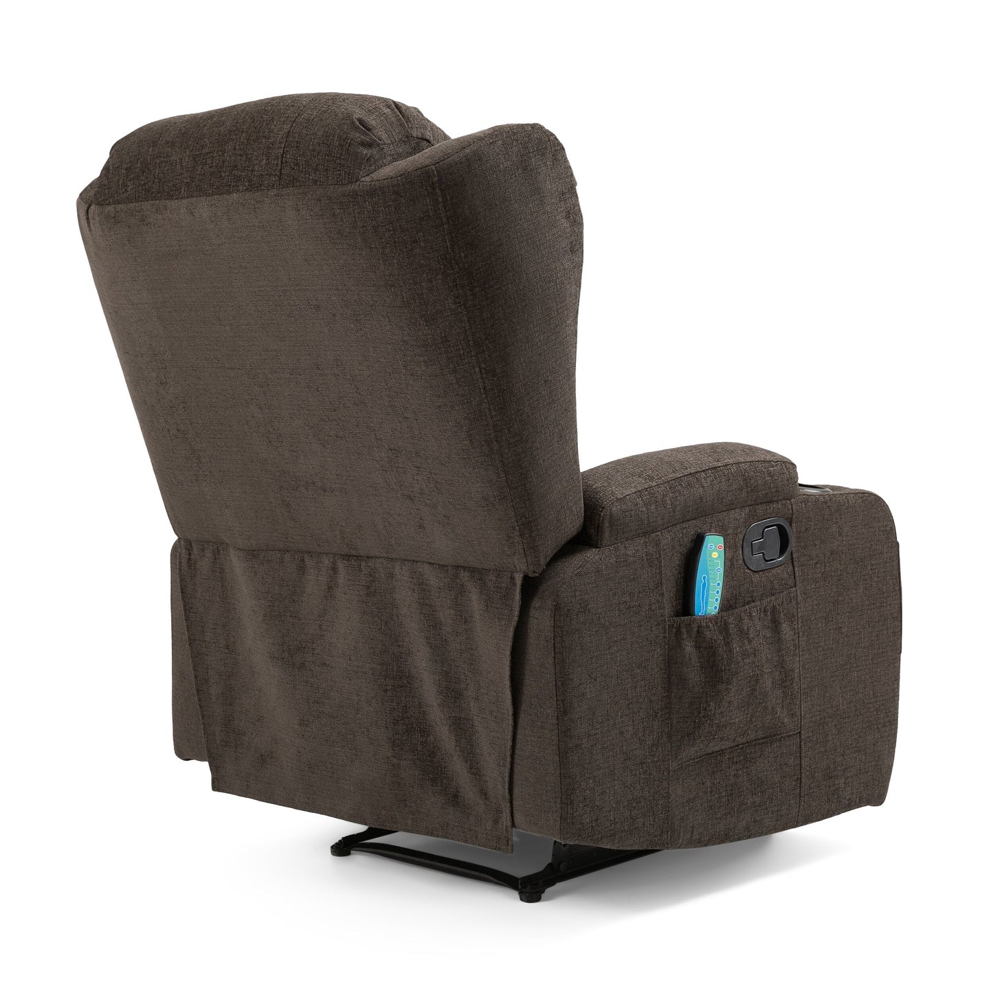 Fauteuil de massage inclinable avec chauffage, 5 modes de massage, porte-gobelets, télécommande et fonction d'inclinaison manuelle