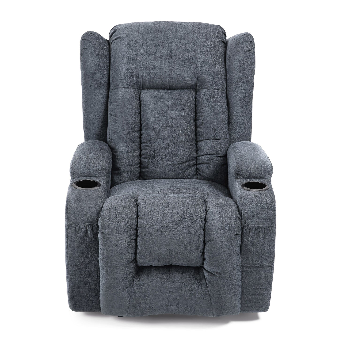 Fauteuil de massage inclinable avec chauffage, 5 modes de massage, porte-gobelets, télécommande et fonction d'inclinaison manuelle