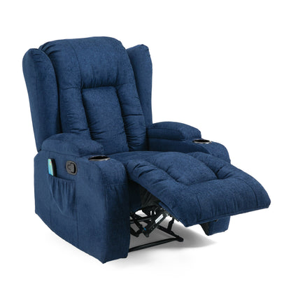 Fauteuil de massage inclinable avec chauffage, 5 modes, porte-gobelets, télécommande et fonction d'inclinaison manuelle