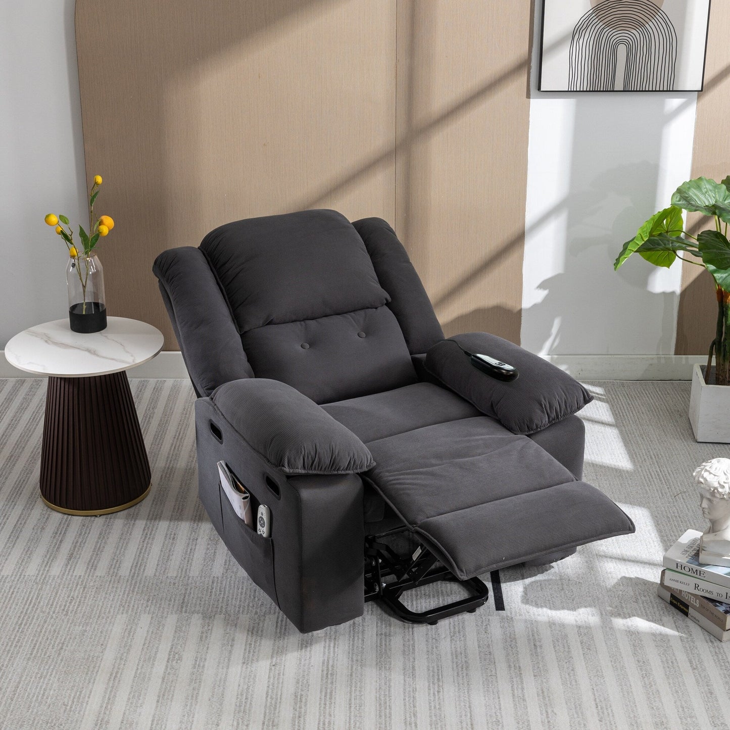 Fauteuil inclinable de massage, fauteuil releveur électrique pour personnes âgées avec fonction de massage et de chauffage réglable, fauteuil inclinable