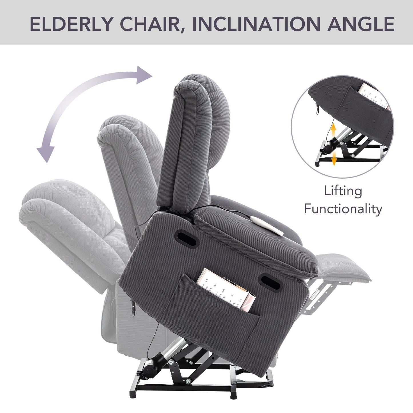 Fauteuil inclinable massant, fauteuil releveur électrique pour personnes âgées