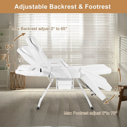 Chaise de massage, de tatouage, de spa, de soins du visage, de beauté, blanche