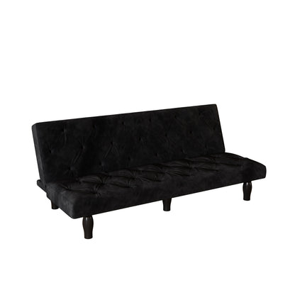 Canapé-lit 3 places en velours noir mat 66 avec cadre en bois robuste et coussin en mousse hautement élastique pour le salon